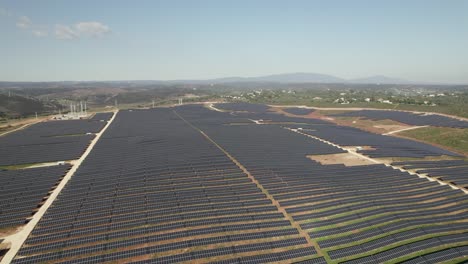Giant-solar-panels-farm-on-a-sunny-day,-Lagos,-Portugal