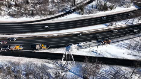 An-aerial-view-of-a-highway-after-a-snow-storm