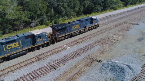4K-Drone-Video-of-Trains-and-Locomotives-in-the-CSX-Winston-Train-Yard-in-Lakeland,-FL