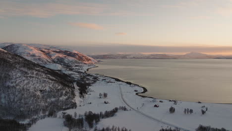 Beautiful-aerial-shot-of-Kvaloya-island-in-Norway