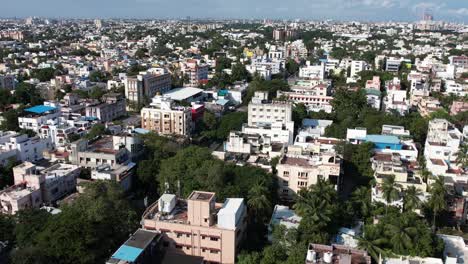 Chennai-Aerial-Footage-Chennai,-on-the-Bay-of-Bengal-in-eastern-India,-is-the-capital-of-the-state-of-Tamil-Nadu