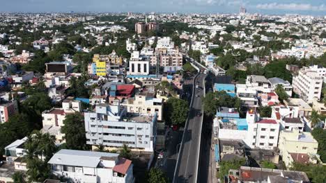 Chennai-Aerial-Footage-Chennai,-On-The-Bay-of-Bengal-in-Eastern-India,-is-the-capital-of-the-State-of-Tamil-Nadu