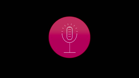 Microphone-icon-animation-in-purple-circle,-blinking-flat-design,-black-background