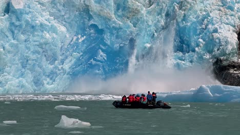 Tourists-In-Zodiac-Boats-Photograph-The-Calving-Of-Alaska'S-Sawyer-Glacier