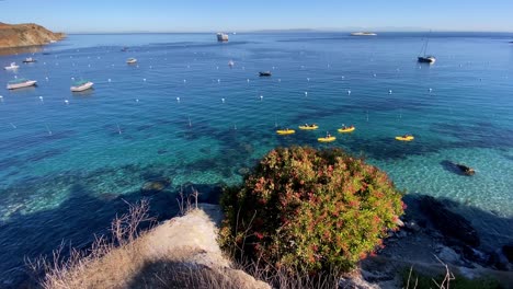 Excellent-Aerial-View-Of-People-Kayaking-Off-The-Coast-Of-Catalina