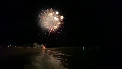 Fireworks-Are-Set-Off-On-Ventura-Harbor,-California