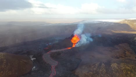 Amazing-Drone-Aerial-Of-The-Dramatic-Volcanic-Eruption-Of-The-Fagradalsfjall-Volcano-On-The-Reykjanes-Peninsula-In-Iceland