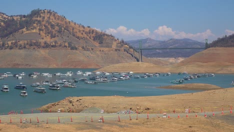 Oroville-Lake-California-During-Extreme-Drought-Conditions-With-Low-Water-Levels-And-Burned-Trees