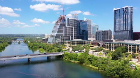 Aerial-Of-Generic-Apartments-And-Businesses-Office-Tower-Under-Construction-In-Downtown-Austin-Texas