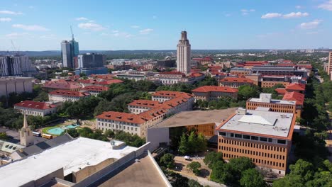 Good-Aerial-Over-The-University-Of-Texas-Campus-In-Austin,-Texas