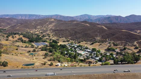 Aerial-Over-The-5-Freeway-Highway-Near-Gorman-And-The-Grapevine,-California