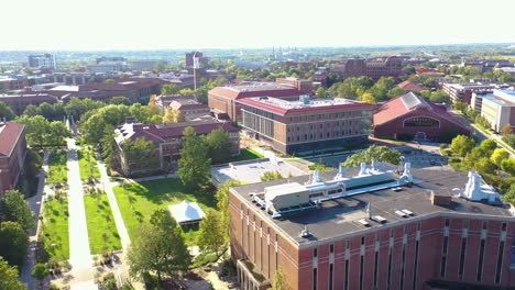 Aerial-Of-Purdue-University-Campus-In-West-Lafayette,-Indiana