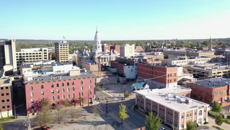 Good-Aerial-Of-Downtown-Lafayette-Indiana-And-Courthouse-Tower