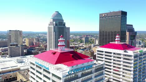 Aerial-Lighthouse-Structures-On-Top-Of-Central-Bank-Building-In-Downtown-Louisville-Kentucky