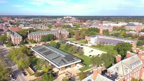 Aerial-Over-The-University-Of-Illinois-College-Campus-In-Champaign-Urbana-Illinois