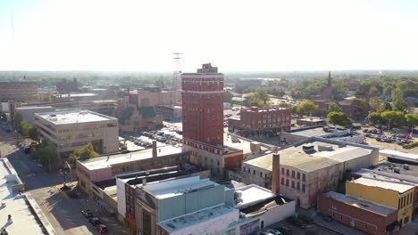 Aerial-Over-Downtown-Terre-Haute,-Indiana