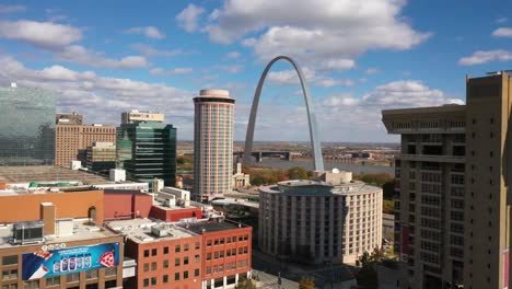 Good-Aerial-Over-Downtown-St-Louis-Reveals-The-Gateway-Arch-And-Mississippi-River-Background