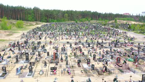 Shocking-Aerial-Of-Vast-Acres-Of-Fresh-Graves-In-The-Cemetery-In-Irpin-(Kyiv)-Ukraine-Following-Russian-Aggression-In-The-War