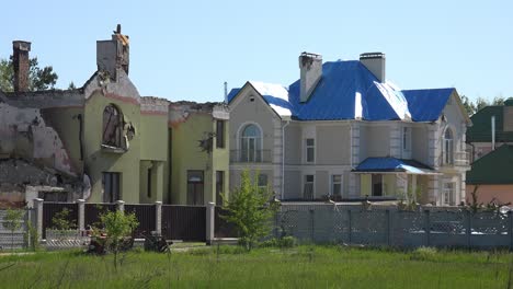 A-Modern-Condominium-Complex-In-Moschun-Is-Detroyed-By-Russian-Shelling-And-Bombing-During-The-War-In-Ukraine