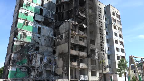 Borodianka,-Borodyanka,-Ukraine-Bombardierte-Und-Beschoss-Wohngebäude,-In-Denen-Hunderte-Durch-Die-Russische-Besatzung-Getötet-Wurden