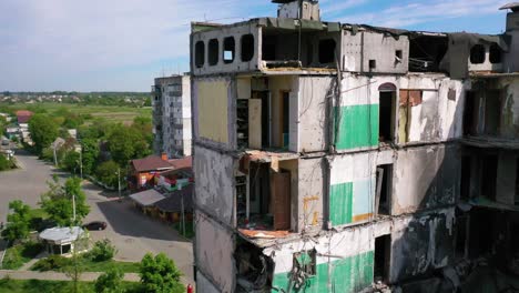 Aerial-Of-Borodyanka,-Ukraine-Bombed-And-Rocketed-Apartment-Buildings-Where-Hundreds-Were-Killed-By-Russian-Occupation