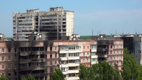 High-Angle-Of-Destroyed-Apartments-In-The-Saltivka-District-Of-Kharkiv-As-A-Result-Of-Russian-Shelling,-Rocket-Attacks-And-Aggression-Against-Ukraine