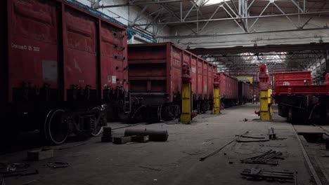 The-Interior-Of-A-Railway-Maintenance-Facility-Where-Freight-Cars-Are-Built-And-Maintained