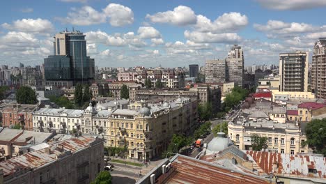 Establishing-Shot-Rooftops-And-Office-Buildings-Of-Downtown-Kyiv,-Ukraine