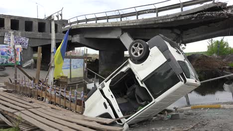 El-Puente-Entre-Irpin-Y-Kyiv-Kiev-Es-Volado-Durante-La-Guerra-De-Ucrania-Para-Prevenir-La-Ocupación-Rusa