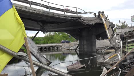 The-Bridge-Between-Irpin-And-Kyiv-Kiev-Is-Blown-Up-During-The-Ukraine-War-To-Prevenet-Russian-Occupation