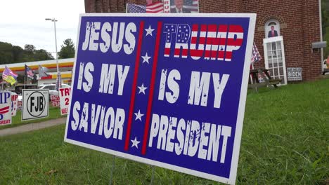 Yard-Signs-Promote-Donald-Trump-For-President-As-Well-As-Promoting-A-Jesus-As-Our-Savior