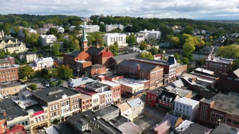 Good-Aerial-Shot-Of-Staunton,-Virginia-A-Quaint-Appalachian-Town-Suggests-Small-Town-Usa