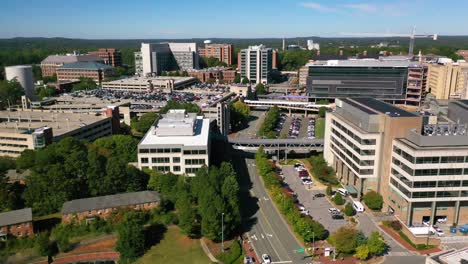 Very-Good-Aerial-Over-The-University-Of-North-Carolina-Campus-At-Chapel-Hill-Medical-Center