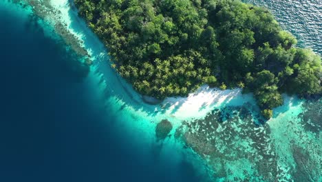 Hervorragende-Luftaufnahme-Einer-Abgelegenen-Insel-In-Raja-Ampat,-Indonesien