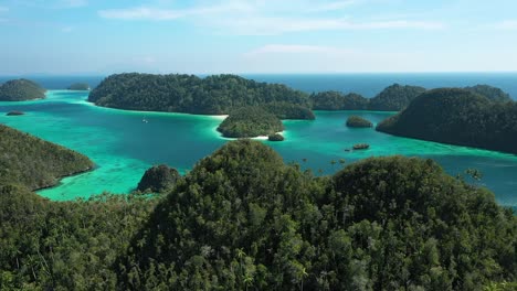 Excellent-Sweeping-Aerial-Shot-Of-The-Wayag-Islands,-Raja-Ampat,-Indonesia