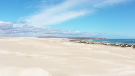 Excellent-Aerial-Shot-Of-Sand-Dunes-On-Sherina-Beach-Of-Eyre-Peninsula,-South-Australia
