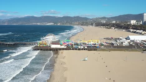 Excellent-Aerial-View-Of-Amusement-Park-Rides-At-Santa-Monica-Pier
