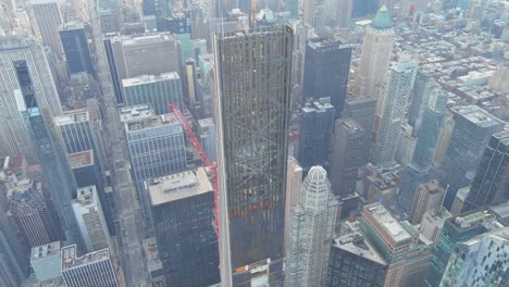 Remarkable-Aerial-Shot-Of-111-W-57Th-Street-Steinway-Tower-Skyscraper-Condominium-High-Rise-In-Manhattan,-New-York-City