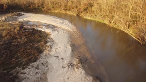 Aerial-Over-The-Comite-River-And-Muddy-Waters-And-Sandbars-Near-Baton-Rouge,-Louisiana