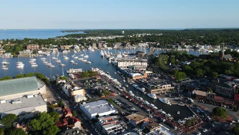 Excellent-Aerial-View-Of-Boats-Docked-In-Annapolis,-Maryland