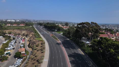 Excellent-Aerial-View-Of-Cars-Driving-Along-Highway-1-In-California