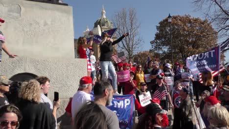 Trump-Supporters,-Including-Evangelicals-For-Trump,-Hold-A-Campaign-Rally-At-The-Iowa-State-Capital-Building