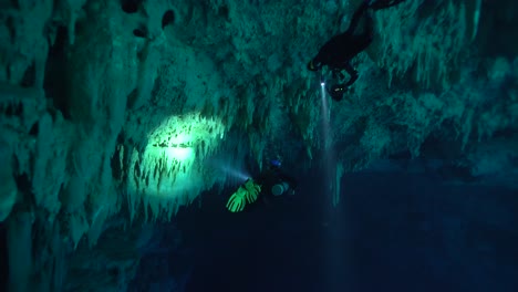 Divers-Explore-An-Underwater-Cenote-Off-The-Coast-Of-Mexico'S-Yucatan-Peninsula