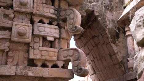 The-Face-Of-Chaac,-Mayan-God-Of-Rain,-Adorns-The-Wall-Of-A-Temple-In-Mexico