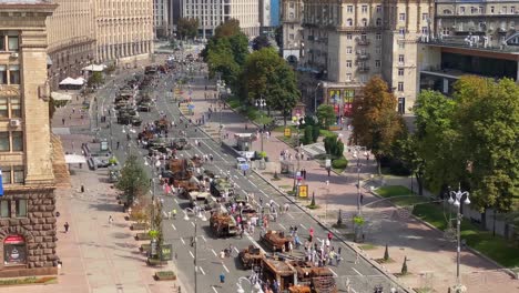 Amazing-Shot-Of-Hundreds-Of-Wrecked-Destroyed-Russian-Tanks-And-War-Equipment-On-Khreshchatyk-Street-In-Downtown-Kyiv-Kiev-To-Celebrate-Ukrainian-Independence-Day-August-24