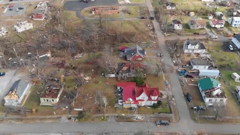 Aerial-Of-Tornado-Damage-And-The-Shocking-Destruction-Of-The-Town-Of-Dawson-Springs,-Kentucky