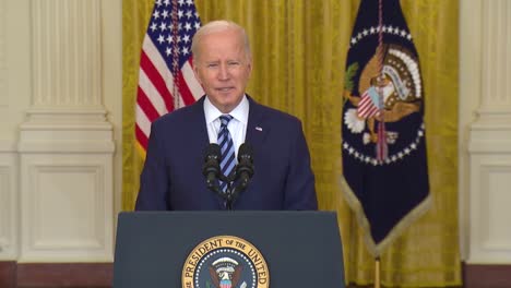 President-Joe-Biden-Condemns-Russia-And-Valdimir-Putin-For-His-Invasion-Of-Ukraine-And-Announces-Strong-Sanctions-On-Banks-And-Other-Institutions-At-An-Emergency-Press-Conference