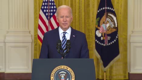 President-Joe-Biden-Condemns-Russia-And-Valdimir-Putin-For-His-Invasion-Of-Ukraine-And-Announces-Strong-Sanctions-On-Banks-And-Other-Institutions-At-An-Emergency-Press-Conference