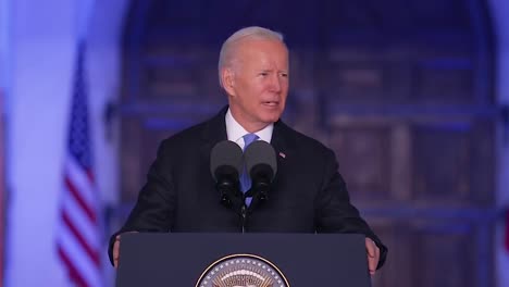 President-Joe-Biden-Visits-Warsaw,-Poland-And-Speaks-In-Support-Of-Ukraine-In-The-War-Against-Russian,-Remarks-About-Freedom-And-Free-Societies