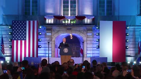 President-Joe-Biden-Visits-Warsaw,-Poland-And-Speaks-In-Support-Of-Ukraine-In-The-War-Against-Russian,-Remarks-About-Sanctions-On-Russia